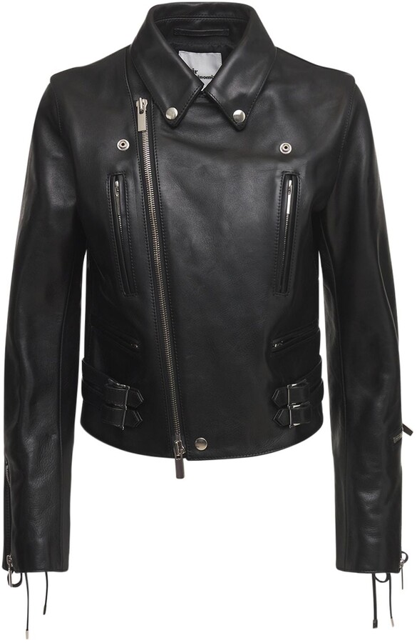 Leather Pointy Shoulder Biker Jacket Luisaviaroma Women Clothing Jackets Leather Jackets 