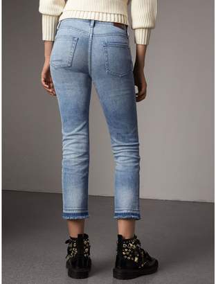 Burberry Slim Fit Frayed Cropped Jeans