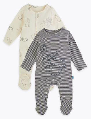 Marks and Spencer 2 Pack Peter Rabbit Sleepsuits (7lbs-3 Yrs)