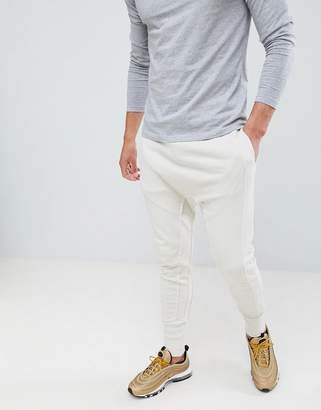 New Look Drop Crotch Panelled Jogger In Ecru
