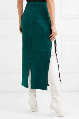 Unravel Project Lace-up Suede Midi Skirt - Emerald