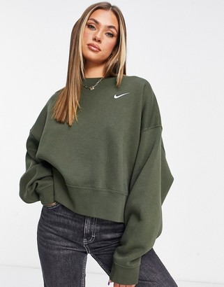 Nike pullover fleece sweatshirt in khaki - ShopStyle