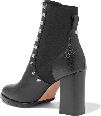Valentino Garavani Rockstud Pebbled-leather Ankle Boots