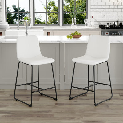 George Oliver Set Of 2 Modern Minimalist Style PU Material Bar Stools - (No Including Table)
