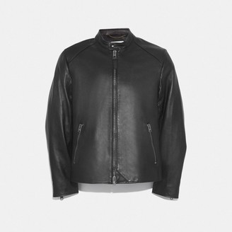 Leather Racer Jacket in Black - Size 50
