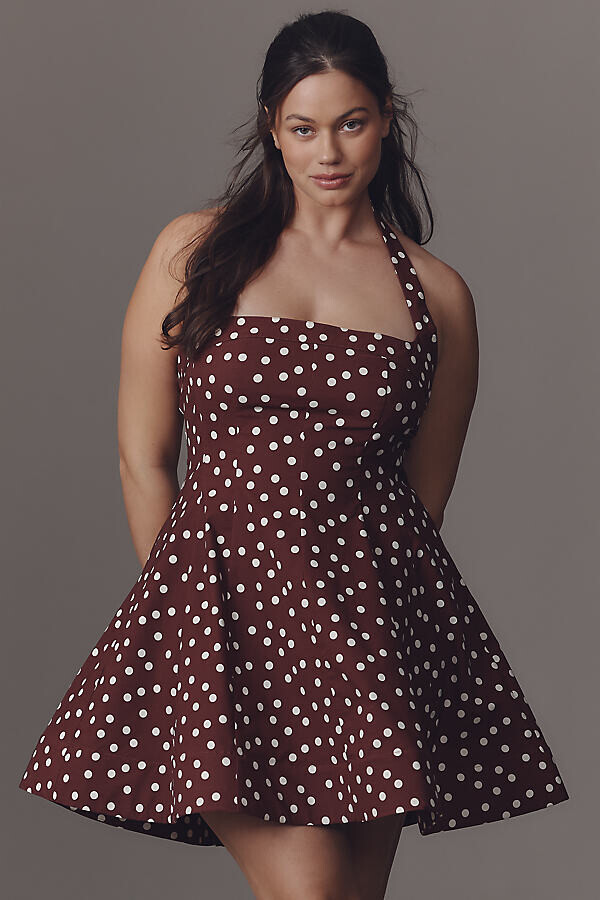 Square-Neck Fit-and-Flare Mini Dress