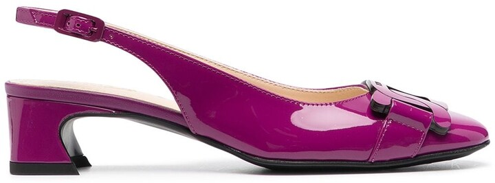Spot On F1R878 Ladies Purple Satin Sling-back Shoes R11B 