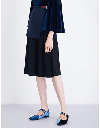 Toga A-line wool-jersey and crepe skirt
