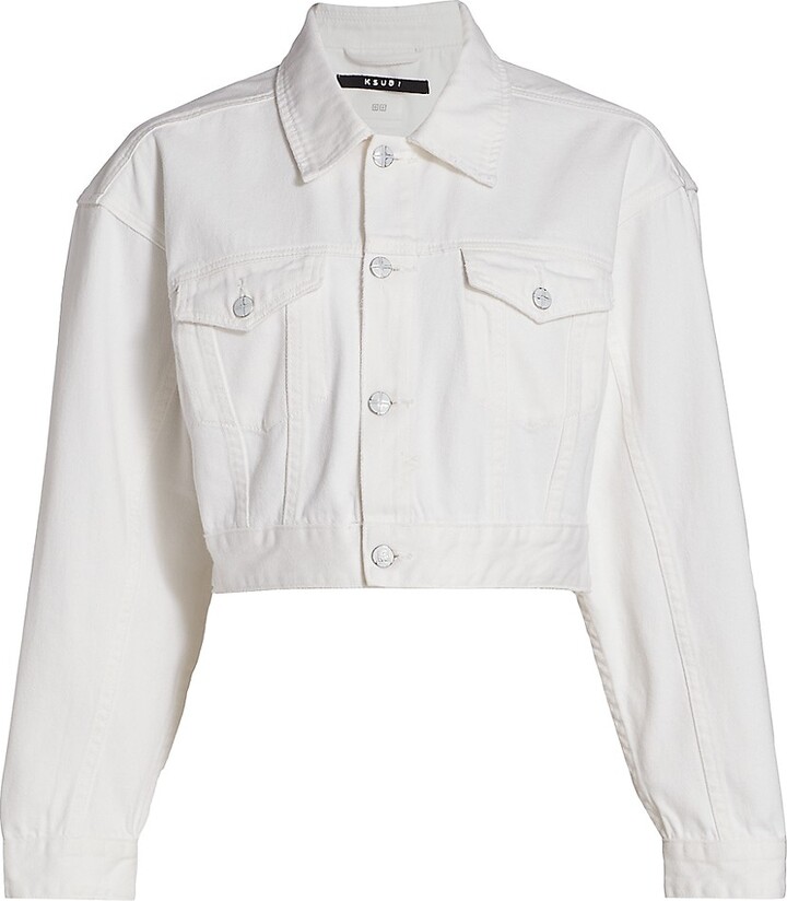 fitted white jean jacket