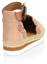 Thumbnail for your product : See by Chloe Floral Laser-Cut Suede Flatform Espadrilles