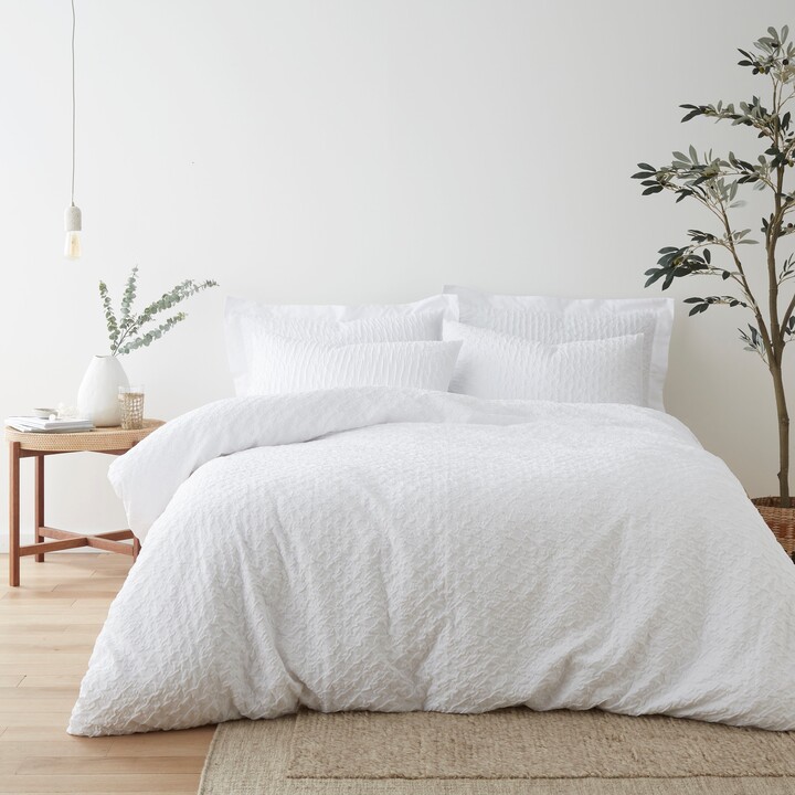 Dunelm Edison Textured White Duvet Cover and Pillowcase Set White
