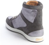 Thumbnail for your product : Jimmy Choo Smoky Grey Glittere Suede Trimmed Lace Up Sneakers