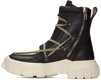 Rick Owens Black and White Hiking Lace-Up Boots