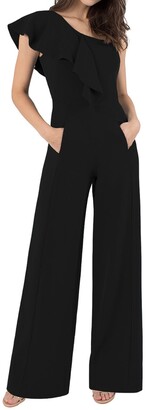 ruffle wide leg jumpsuit