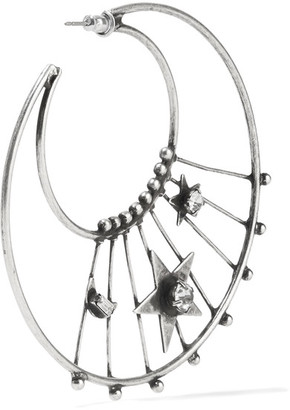 Dannijo Fynn Oxidized Silver-plated Swarovski Crystal Hoop Earrings