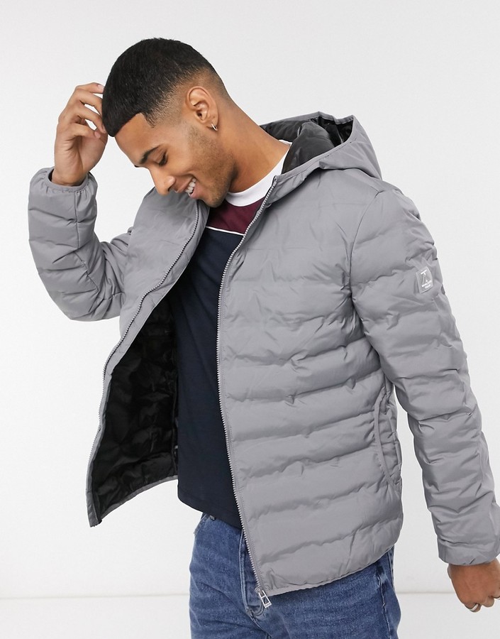 Topman recycled liner puffer jacket in gray - ShopStyle Outerwear