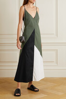 Thumbnail for your product : Bassike + Net Sustain Paneled Organic Cotton-poplin Maxi Dress - Army green - 2