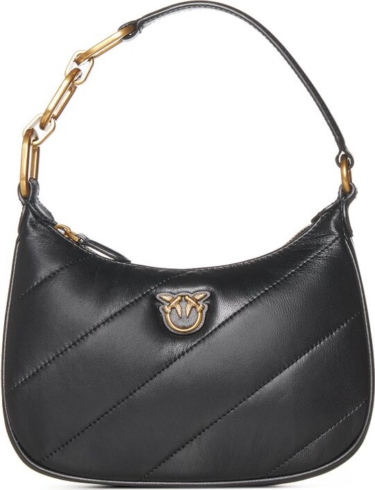 Pinko Leather Lovebird Quilted Shoulder Bag in Black Womens Shoulder bags Pinko Shoulder bags Save 29% 