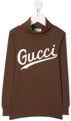 Gucci Children Logo-Print Striped Top