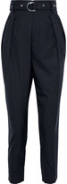 Thumbnail for your product : IRO Wana Belted Pleated Pinstriped Wool Tapered Pants