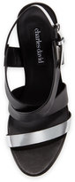 Thumbnail for your product : Charles David Ivette Crisscross Leather Sandal, Black/Silver