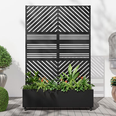 Latitude Run Black Iron Plant Stand with Wheels - 73\