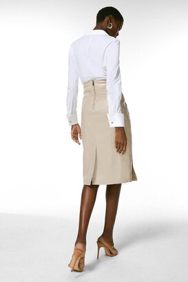 Karen Millen Leather Seam And Stud Detail Pencil Skirt
