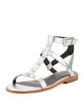 Thumbnail for your product : Rebecca Minkoff Sandy Studded Strappy Flat Sandal, Silver
