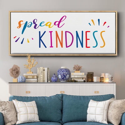 Red Barrel Studio Rainbow Kindness- Framed Canvas