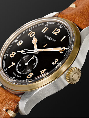 Montblanc 1858 Automatic Dual-Time 44mm Stainless Steel And Leather Watch, Ref. No. 116479