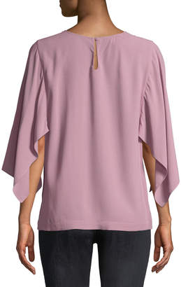 Eileen Fisher Plus Size Cape-Sleeve Silk Top