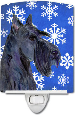 Scottish Terrier Winter Snowflakes Holiday Ceramic Night Light