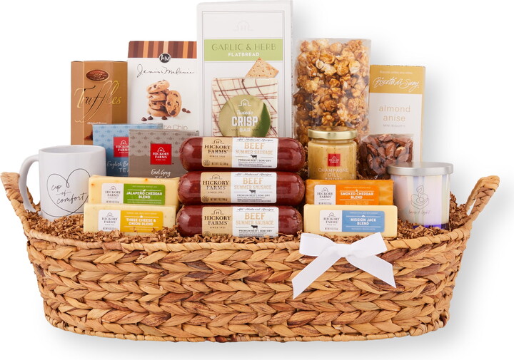 Hickory Farms Sending Comfort Gift Basket, 19 pieces | Sausages and Assorted Cheeses