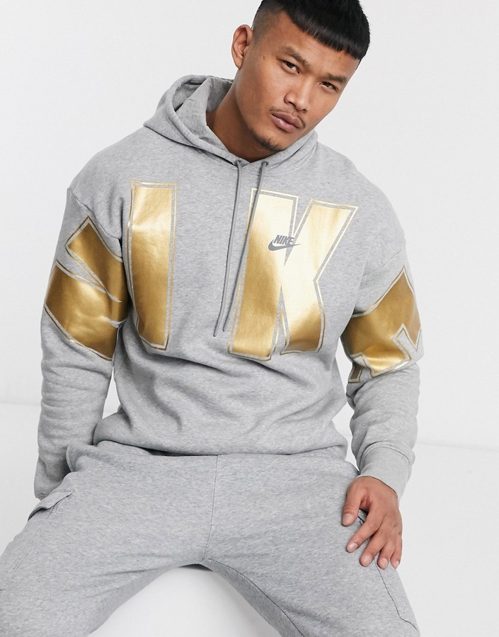 Nike Social Currency logo hoodie in grey - ShopStyle