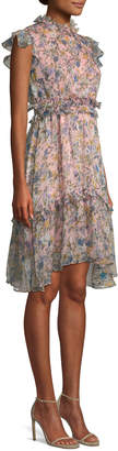 KENDALL + KYLIE Floral-Print Ruffle Knee-Length Dress