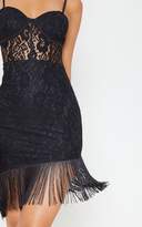 Thumbnail for your product : Pure Black Lace Cup Detail Tassel Hem Bodycon Dress