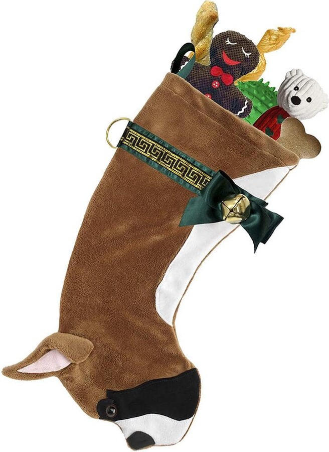 Pronk! 22 in. Boxer Dog Faux Fur Christmas Stocking