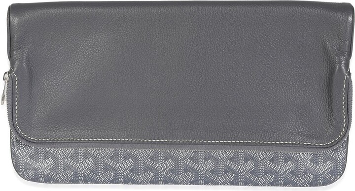 Goyard Gray Goyardine Canvas Sainte Marie Soft Clutch (Authentic Pre-Loved)