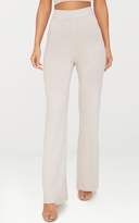 Thumbnail for your product : PrettyLittleThing Stone Basic Jersey Wide Leg Trousers
