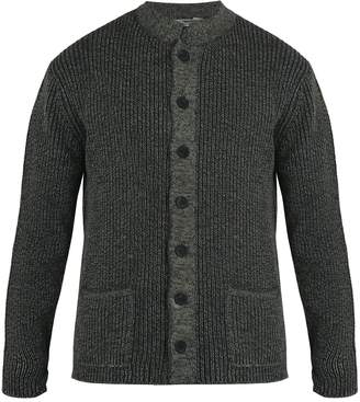 INIS MEÁIN Nehru ribbed wool and silk-blend cardigan