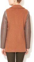 Thumbnail for your product : Rebecca Taylor Wool Coat with Leather Sleeves