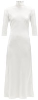 Thumbnail for your product : Galvan St Germain High-neck Satin Midi Dress - White