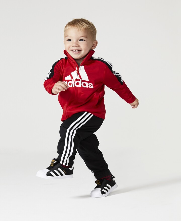 adidas Baby Boys Zip Front 3-Stripes Tricot Jacket and Tapered Track Pants,  2 Piece Set - ShopStyle