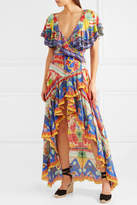 Thumbnail for your product : Camilla Rio Embellished Printed Silk Crepe De Chine Maxi Dress - Blue
