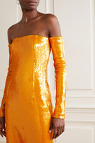 Thumbnail for your product : LAPOINTE - Off-the-shoulder Sequined Stretch-knit Midi Dress - Orange