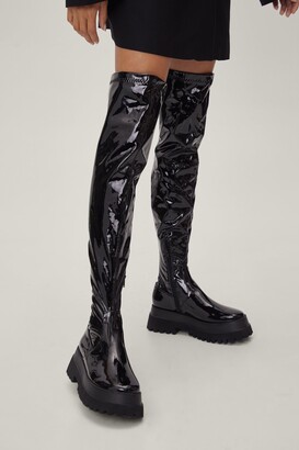 kaolin stretch patent leather boot