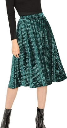 Green Velvet Midi Skirt | Shop the world's largest collection of fashion |  ShopStyle UK
