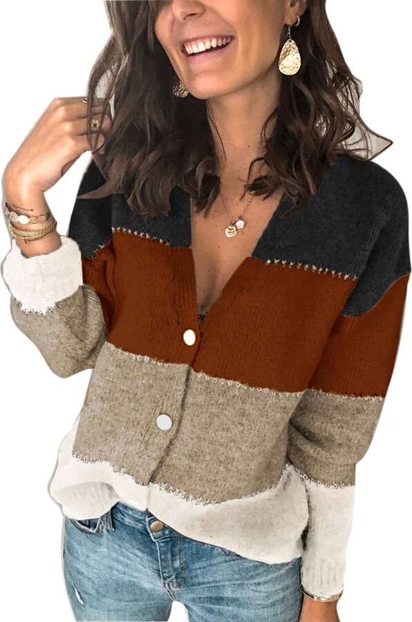 chunky knit multicolor cardigan