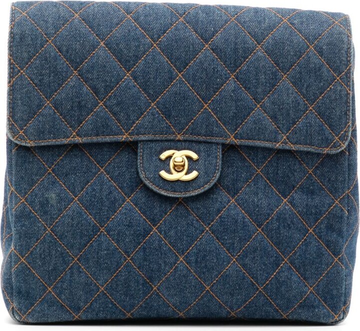 Chanel Vintage Denim Flap Backpack in Blue - ShopStyle