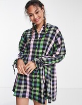 Thumbnail for your product : ASOS DESIGN cotton mini oversized shirt dress in grunge gingham